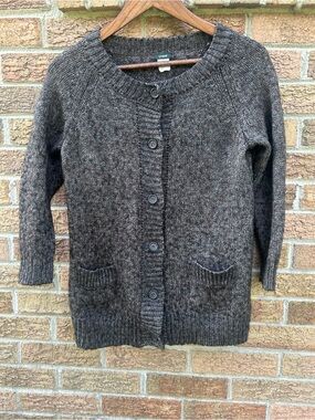 J. Crew Women's Dark Grey/Brown Button-Front Knit Cardigan size S-M